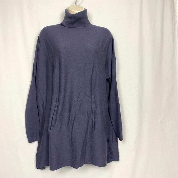 Soft Surroundings Sweater Women Small Purple Turtleneck Pocket Wool Angora Blend - Picture 2 of 16